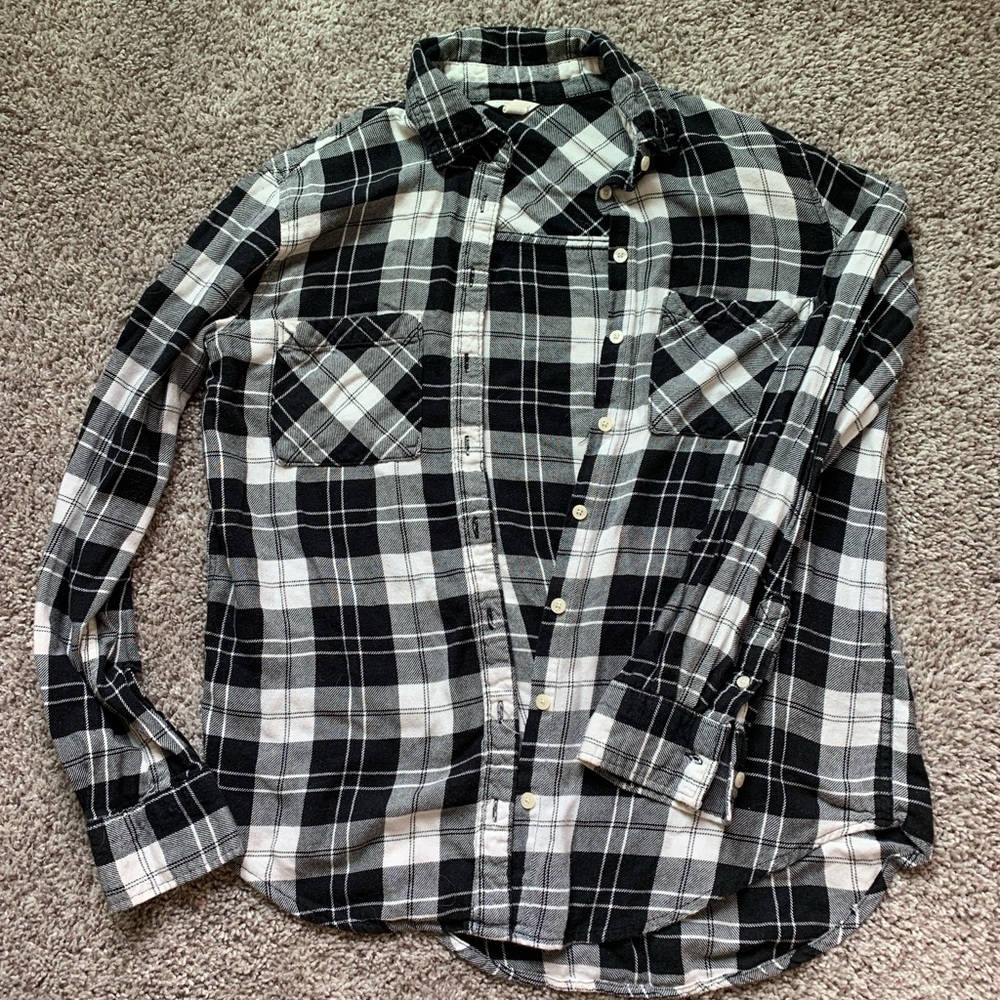 Classic Black and White Plaid Shirt